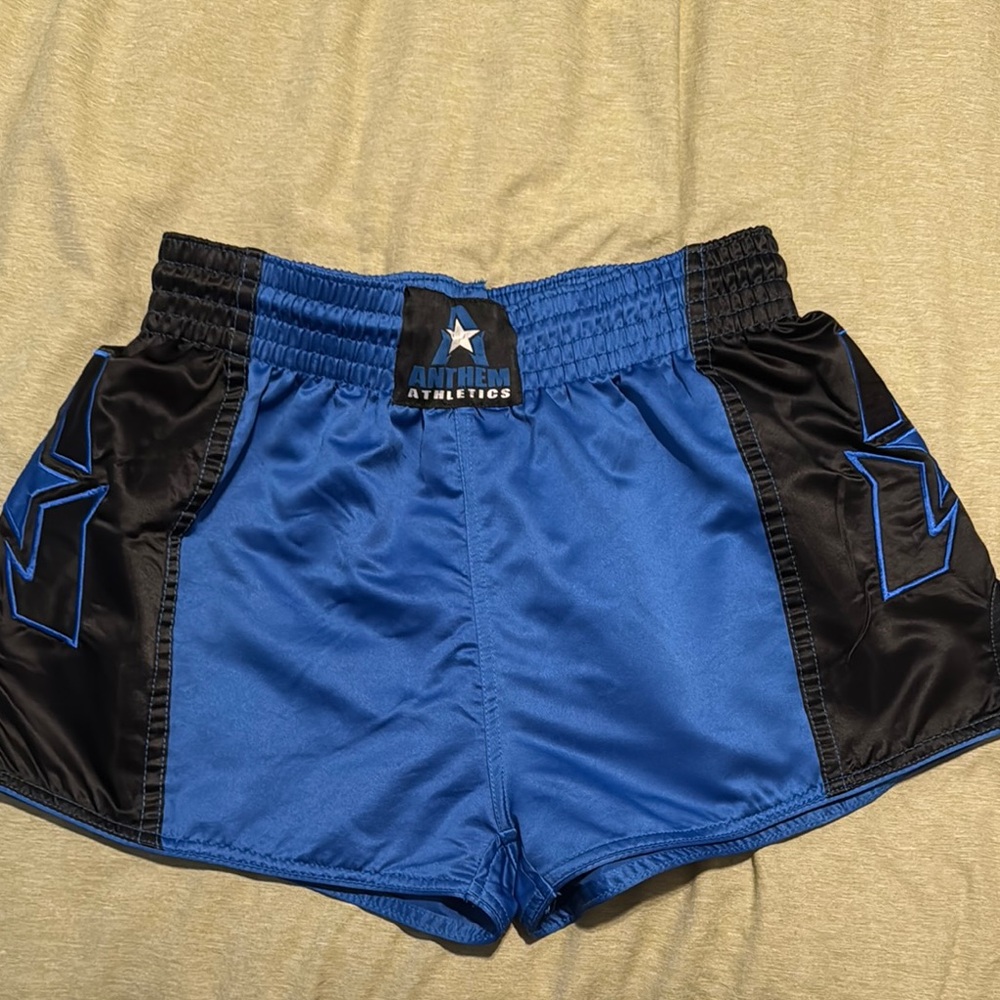 Unisex Anthem Athletics Blue and Black Muay Thai Shorts